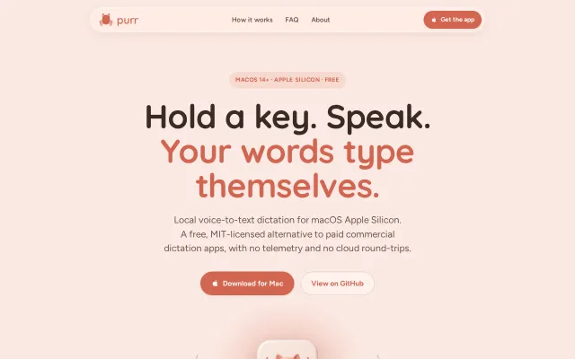 Purr – Local, open-source Mac dictation (Wispr Flow alternative)