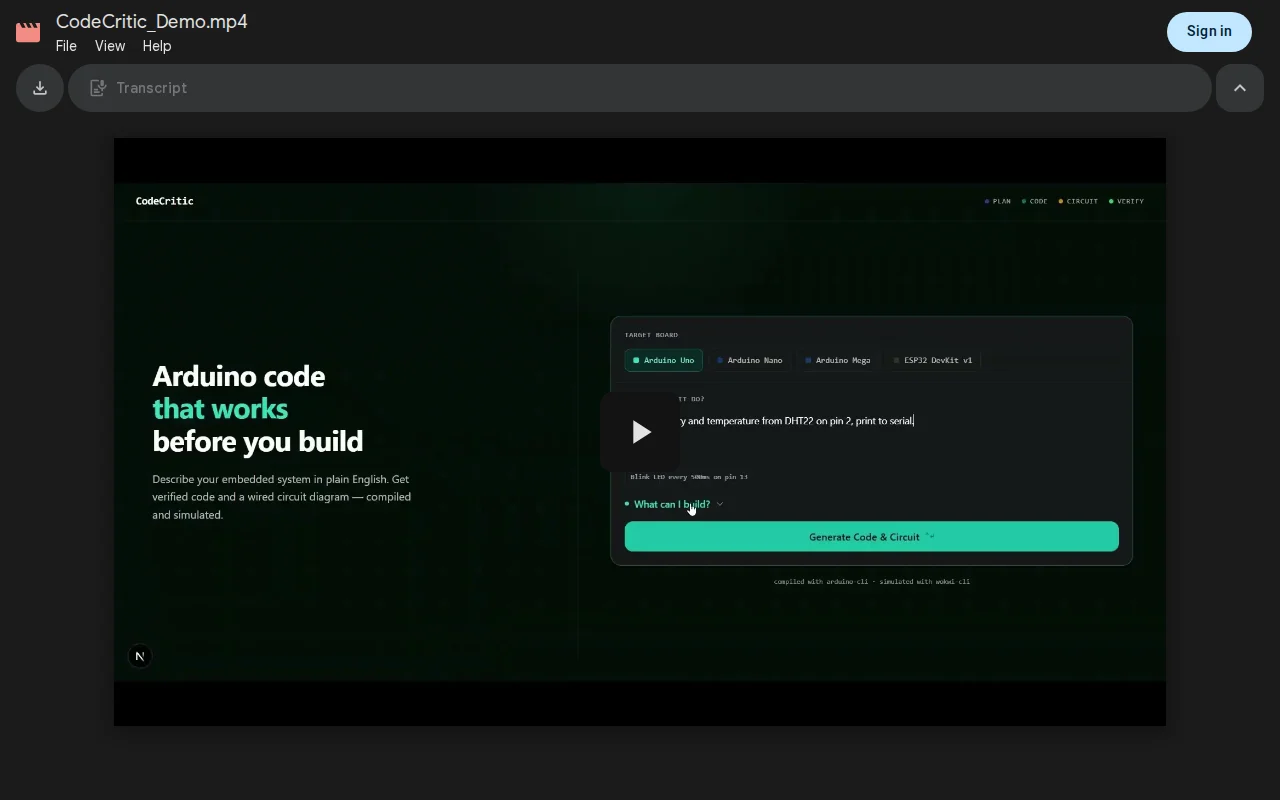 CodeCritic – Arduino code that compiles and simulates before you build