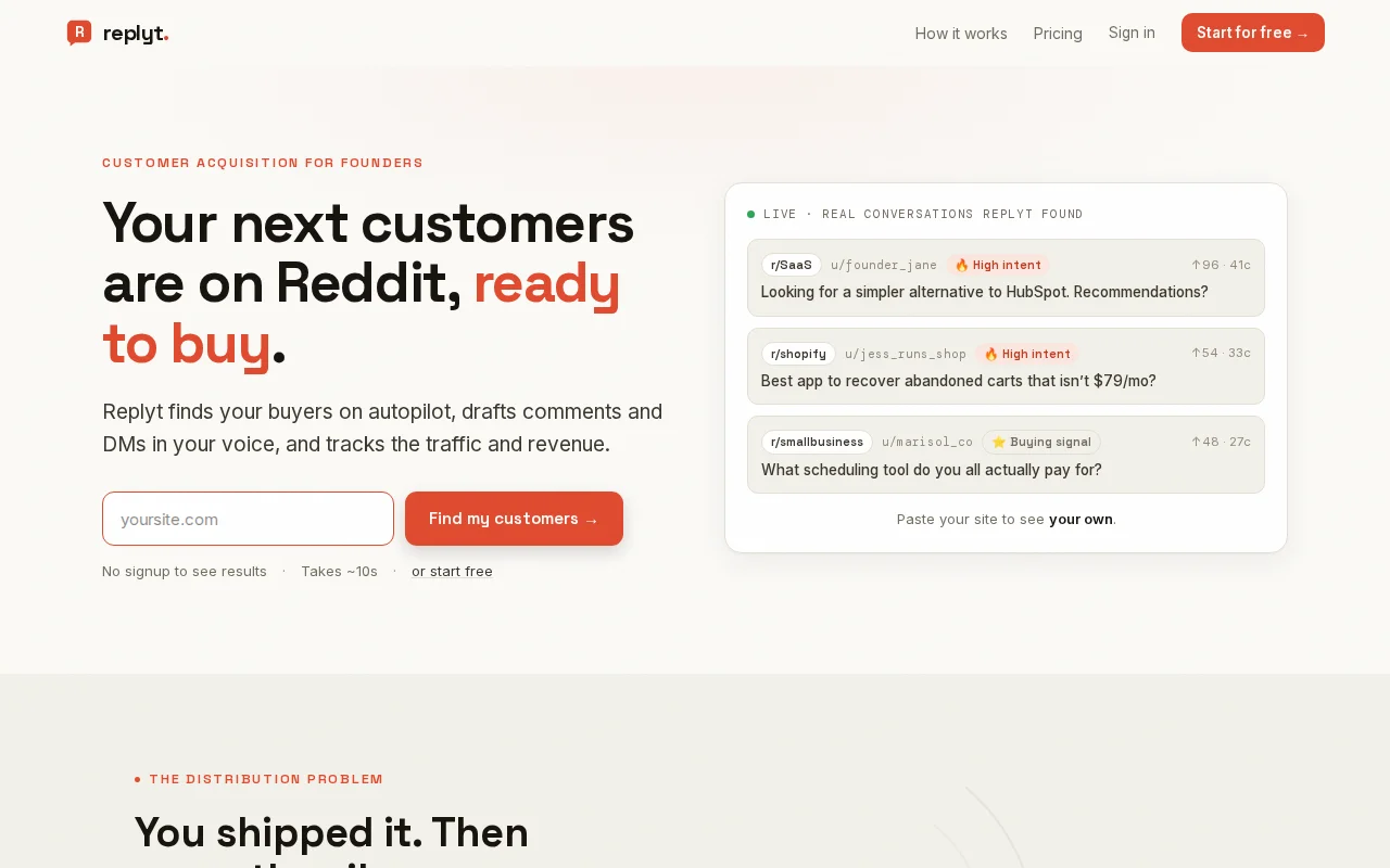 Replyt – Track which Reddit discussions become customers