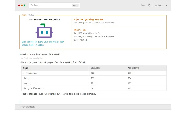 Yet another self-hosted web analytics with no UI but MCP
