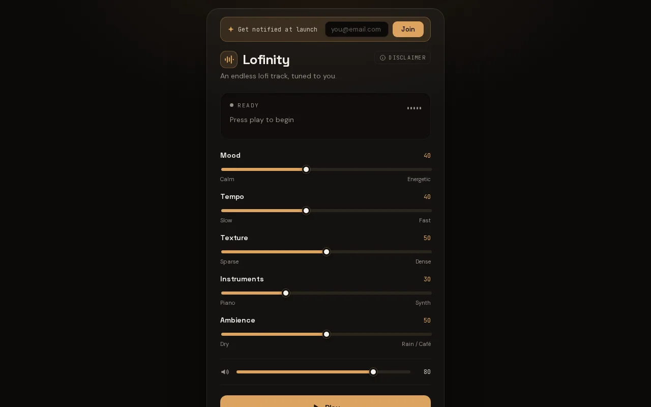 Lofinity – an endless lo-fi track, tuned to you