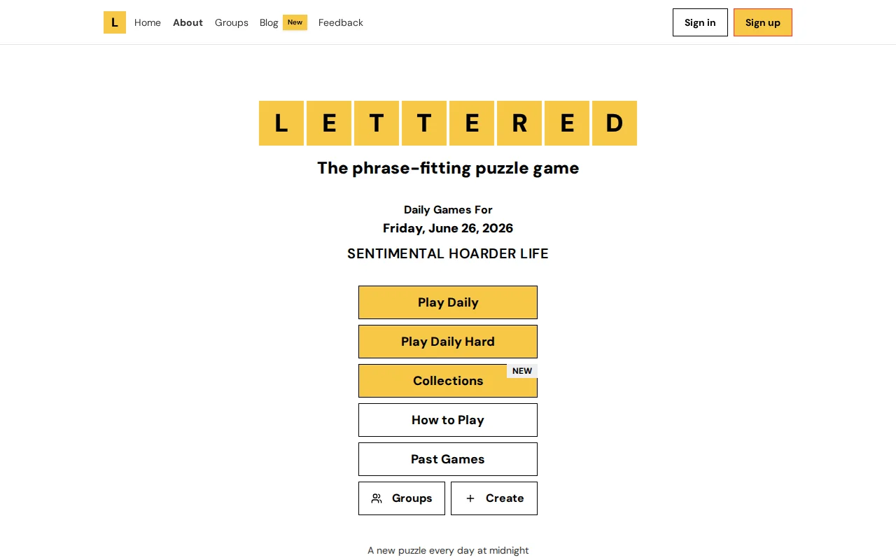 Lettered – a daily phrase puzzle game