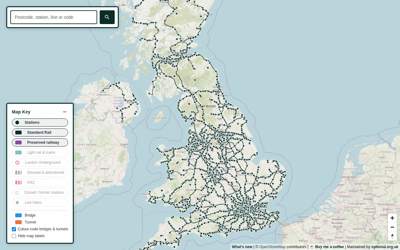A map of every UK railway, including stations that no longer exist