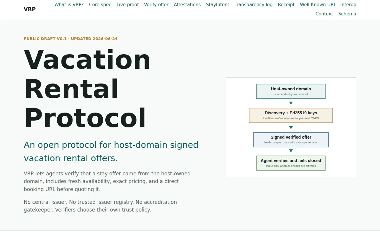 Open protocol for agents to book vacation rentals direct from the host