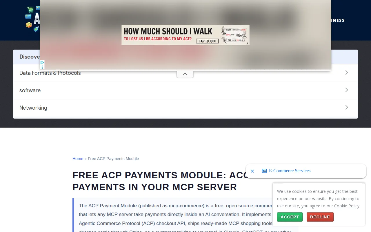 A free ACP payments module that adds Stripe payments to MCP tools