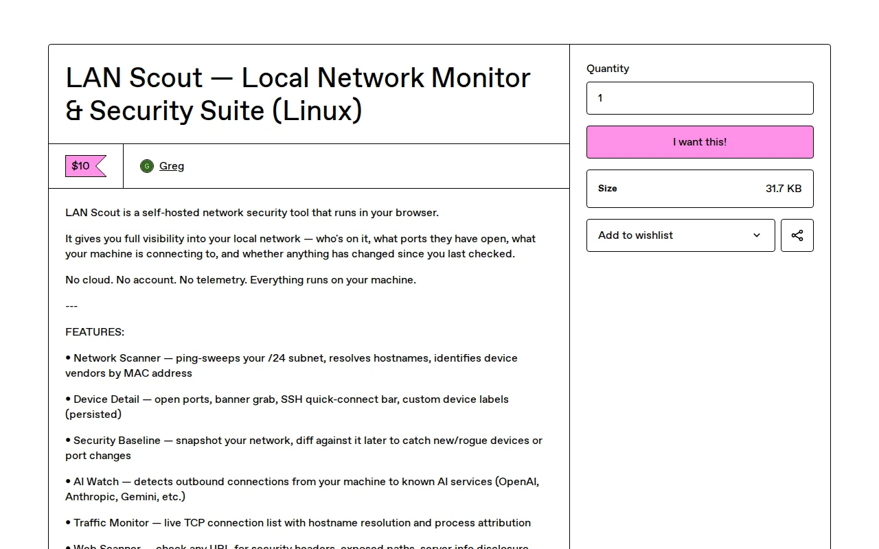 LAN Scout – Local network scanner with traffic monitor and honeypot