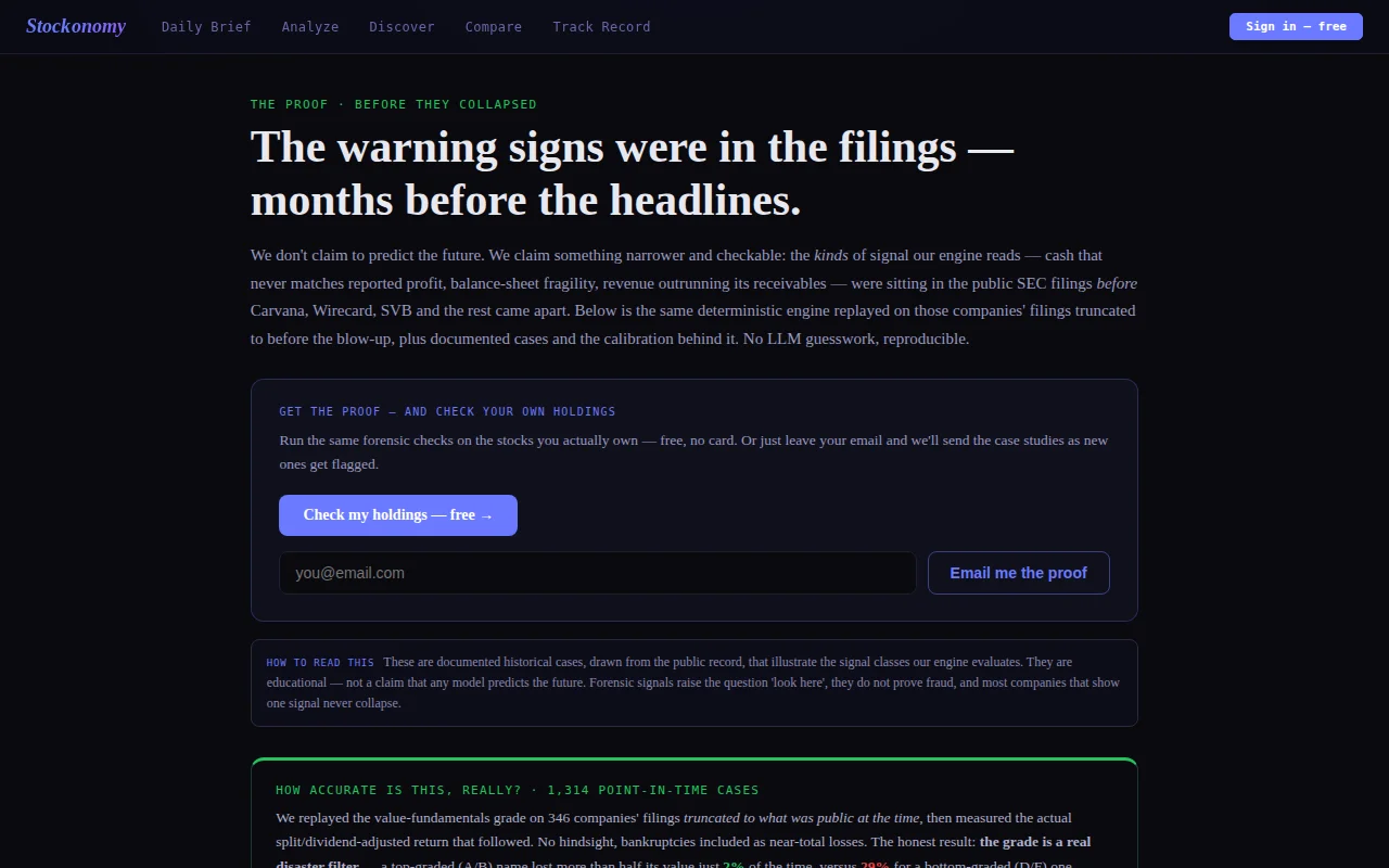 Forensic stock analysis from SEC filings, no LLM guessing (free)