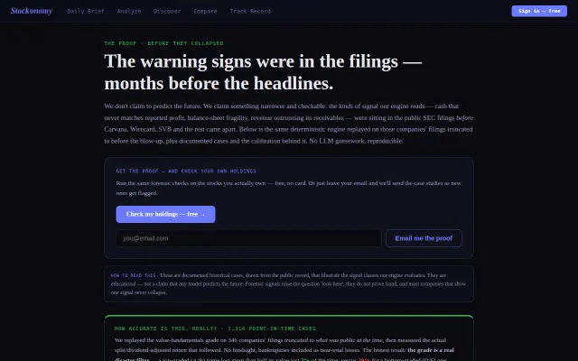 Forensic stock analysis from SEC filings, no LLM guessing (free)