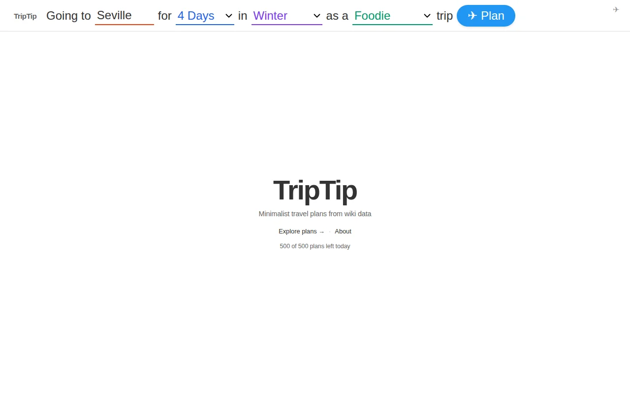 TripTip – A minimalist travel planner from wiki data