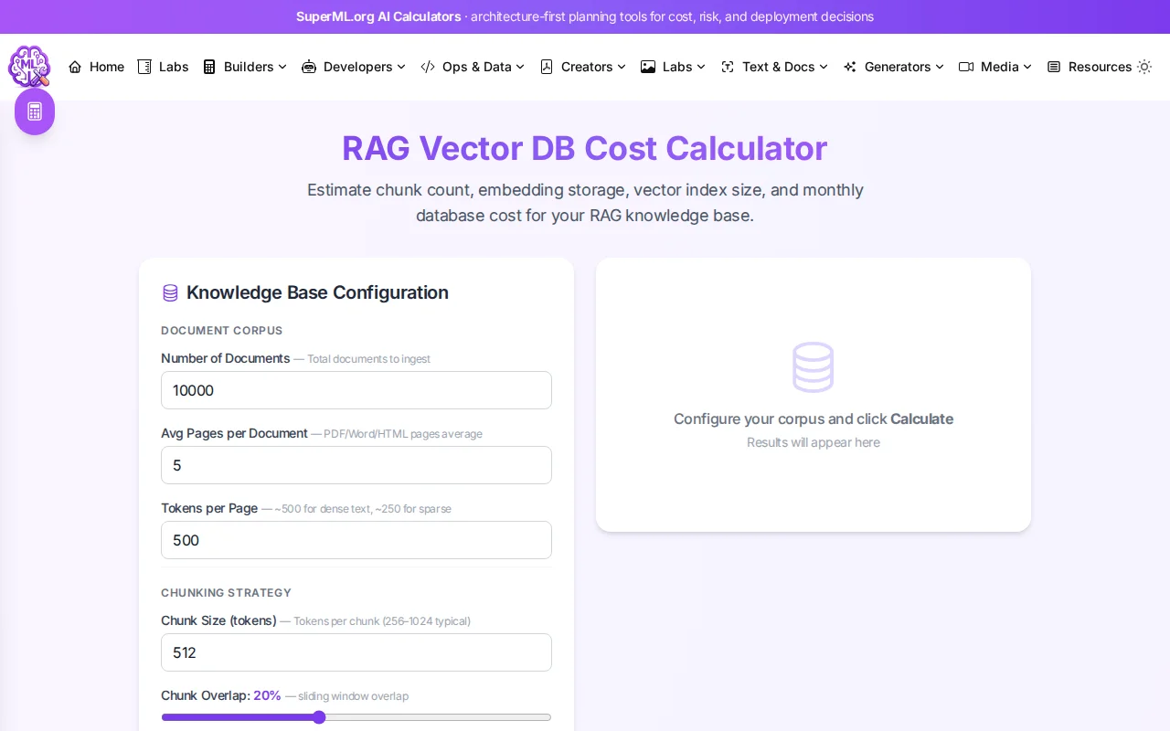 RAG Vector DB Cost Calculator