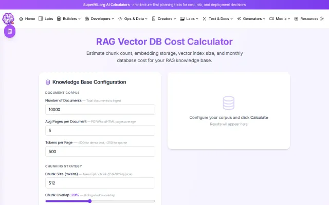 RAG Vector DB Cost Calculator