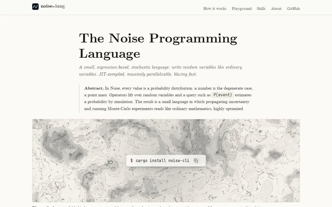 Noise Lang, JIT stochastic programing language