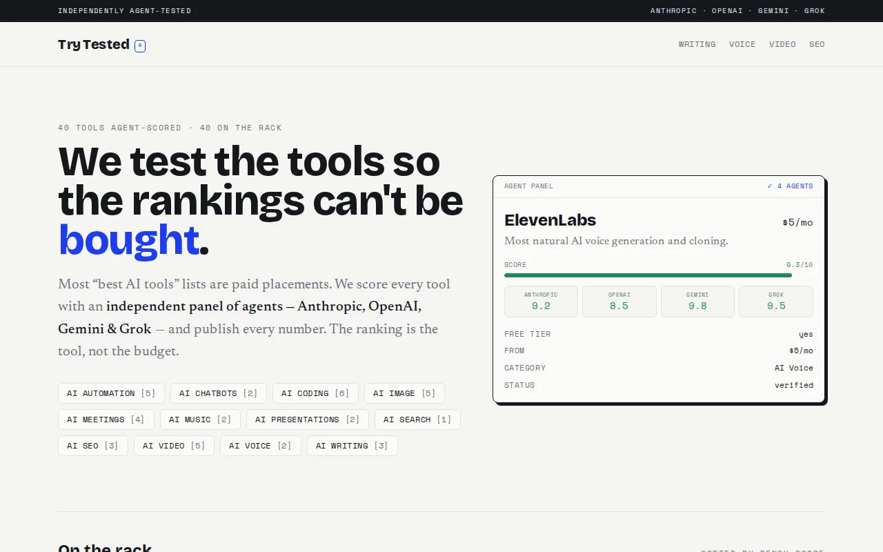 Tested – AI Tools Scored by a Panel of LLMs (Claude, GPT, Gemini, Grok)