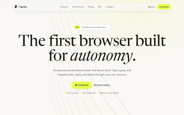 Fognitix – an autonomous desktop browser that drives itself