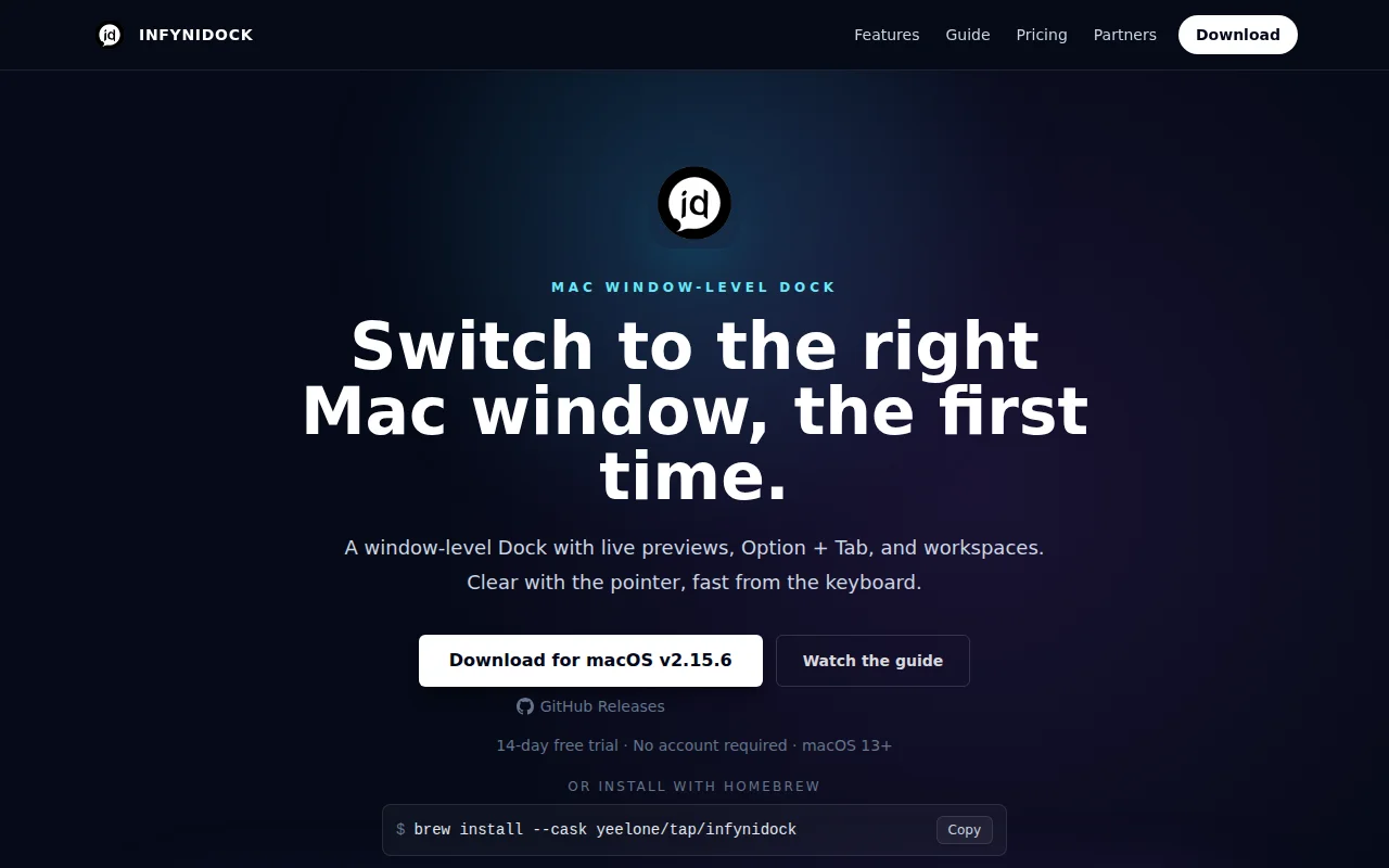 InfyniDock – a macOS Dock that switches actual windows