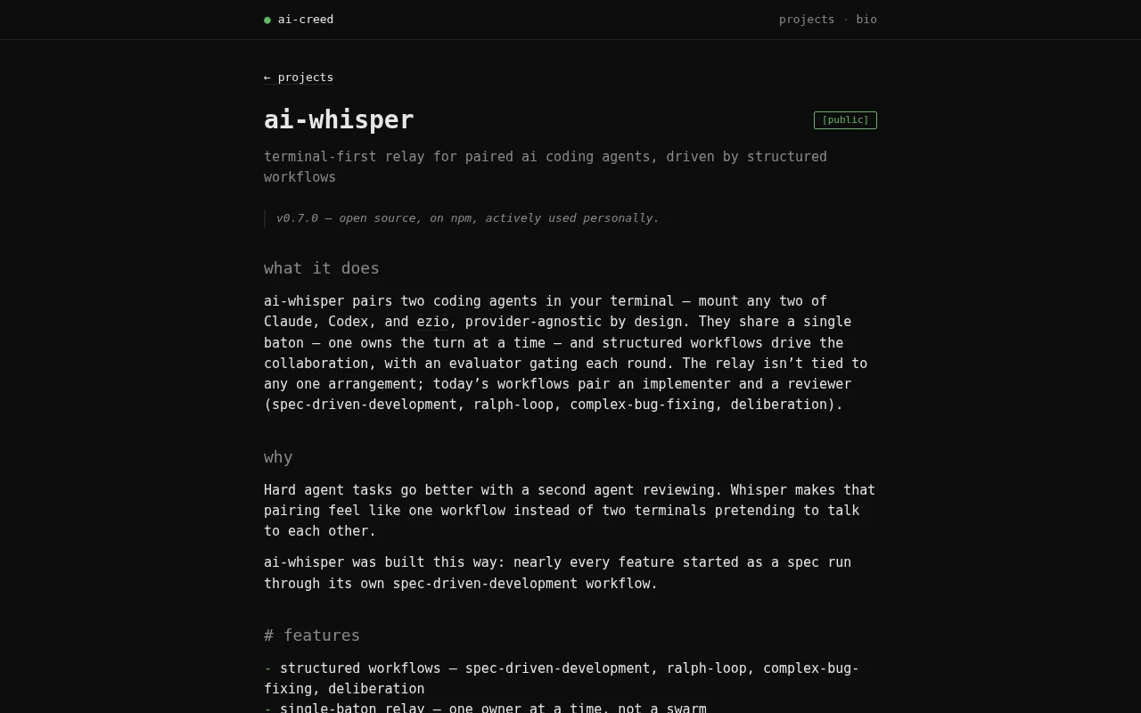 AI-whisper – Claude works better when Codex watches its back