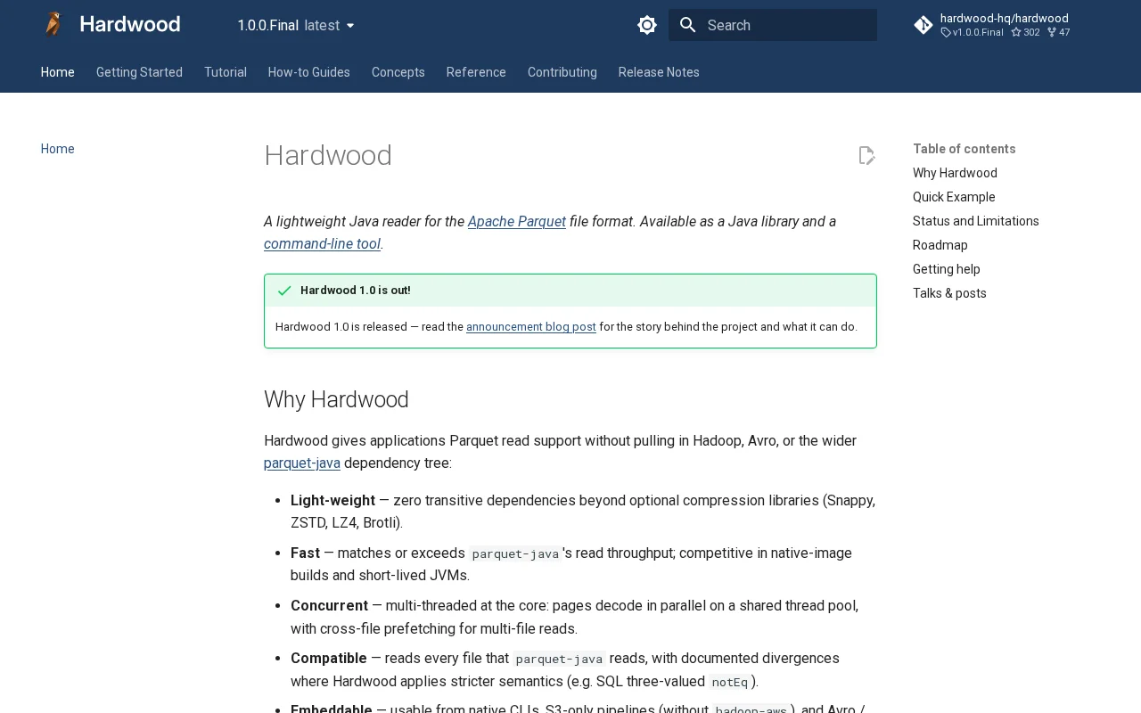 Hardwood 1.0: A Fast, Lightweight Apache Parquet Reader for the JVM
