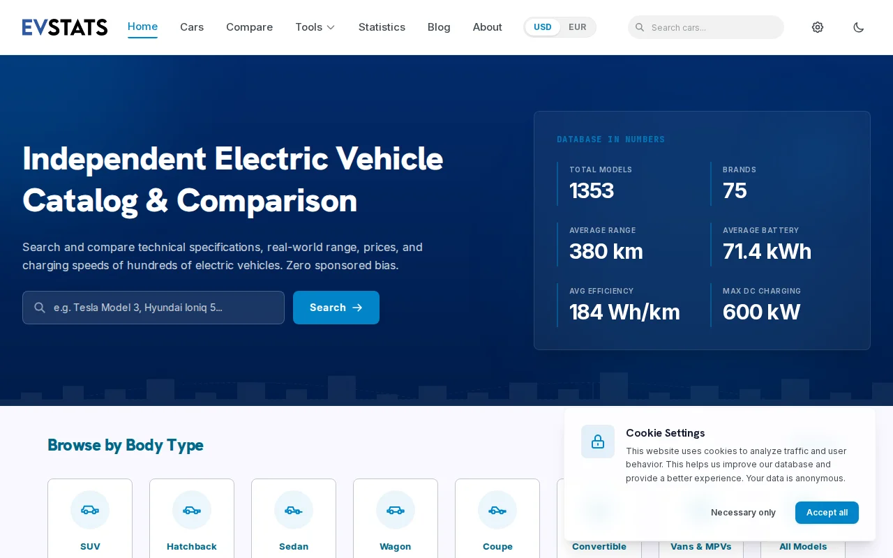 An EV Statistics Database