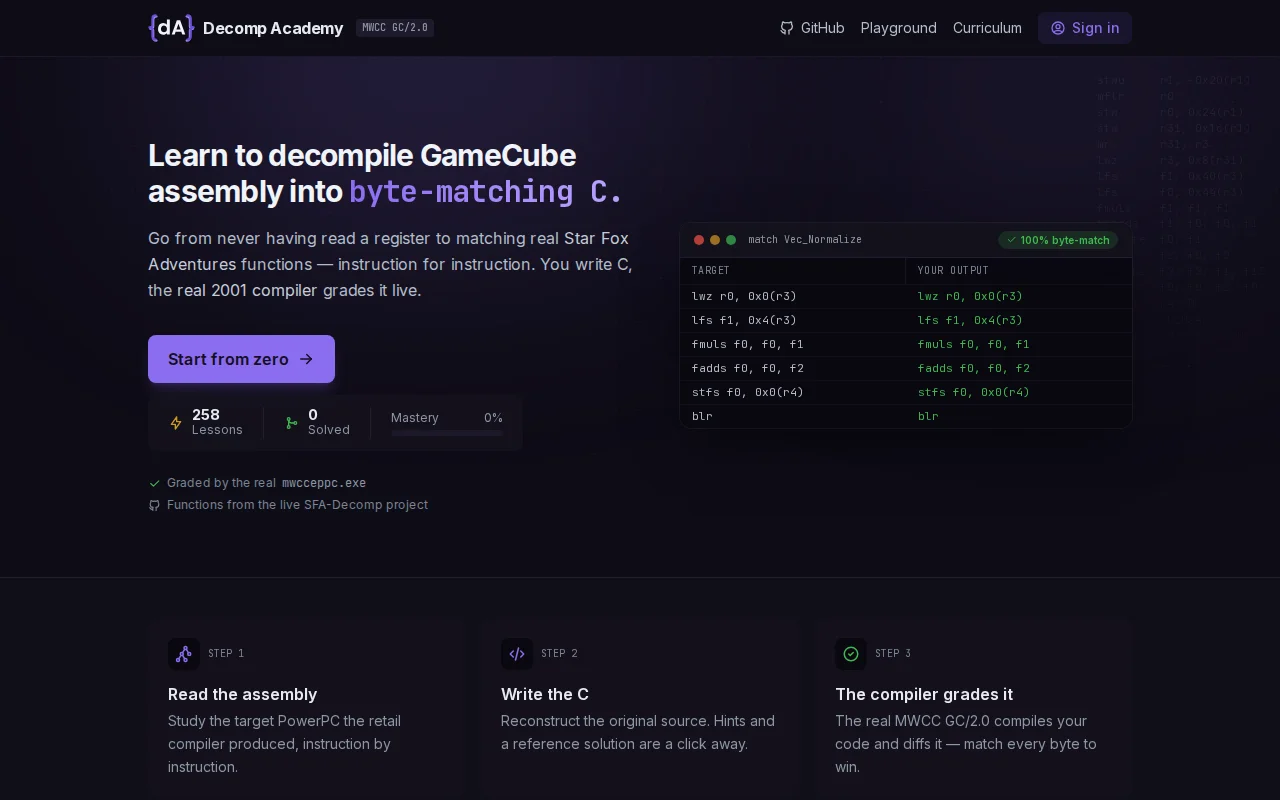 Decomp Academy – Learn to decompile GameCube games into matching C
