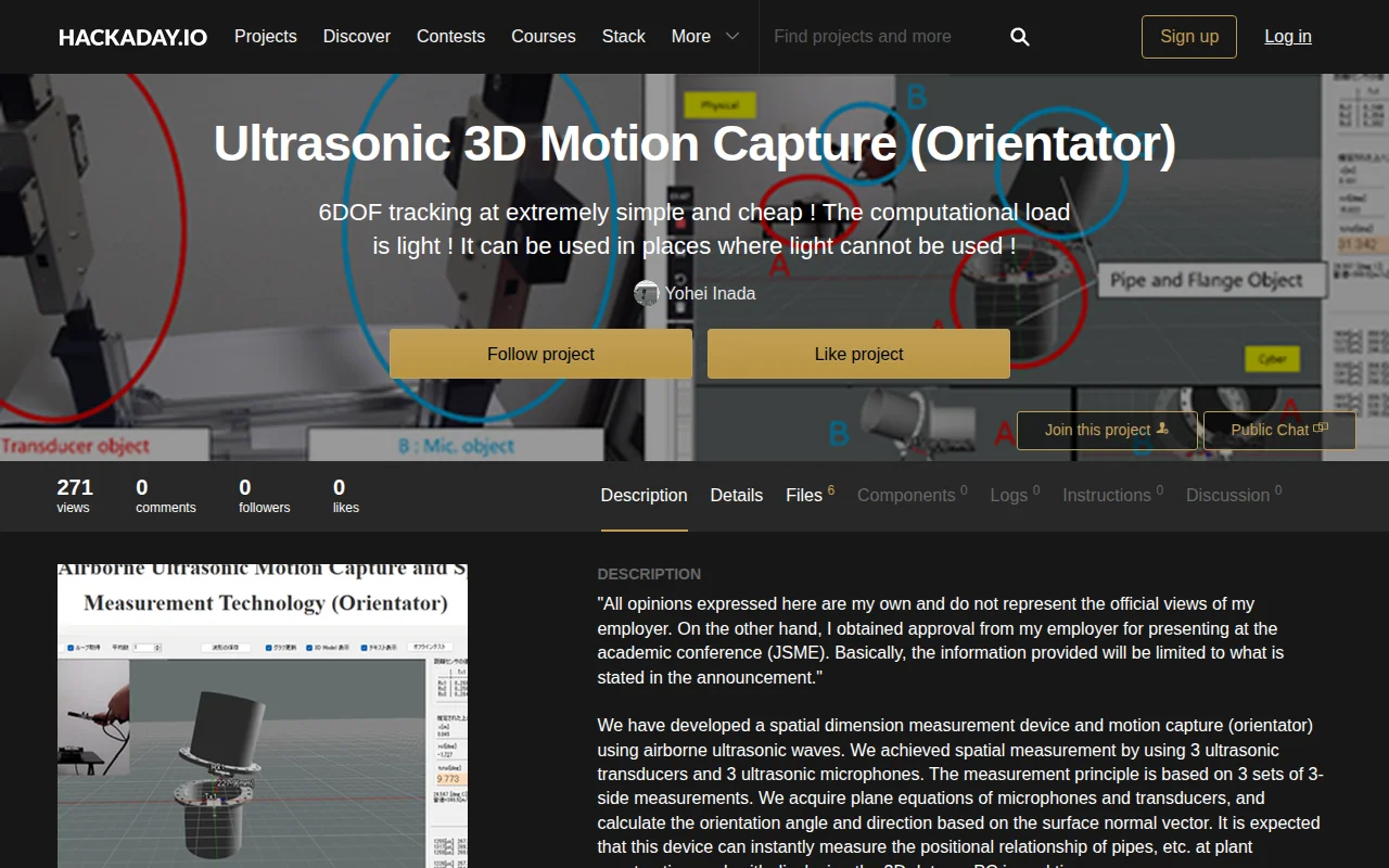 Ultrasonic 3D motion capture (Orientator)