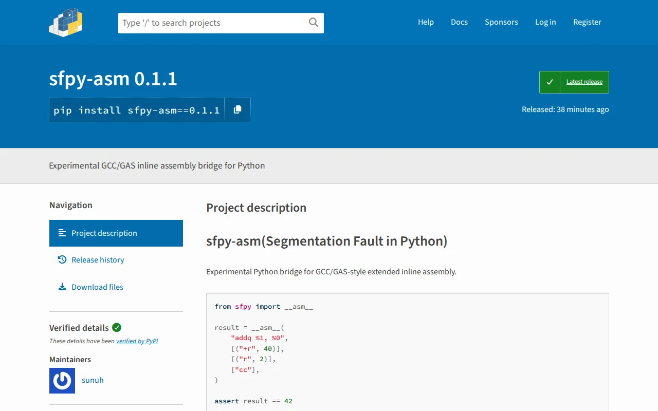 Experimental GCC/GAS inline assembly bridge for Python