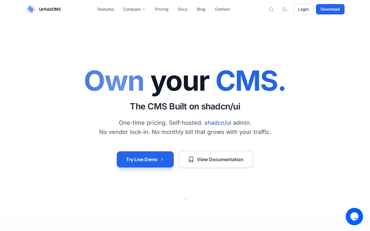 UnfoldCMS – self-hosted Laravel CMS, one-time pricing, no subscriptions
