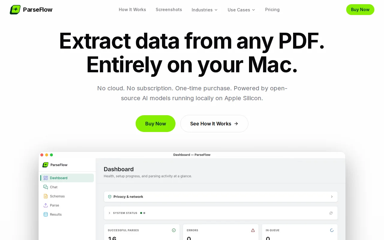 Parseflow – Extract data from any document. Entirely on your Mac