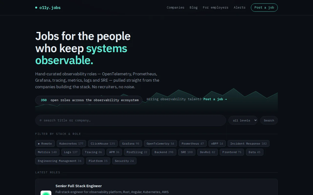 O11y.jobs is a job board focused specifically on Observability