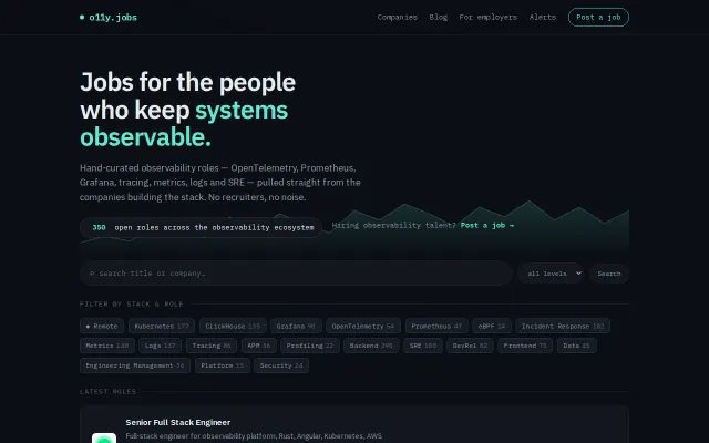 O11y.jobs is a job board focused specifically on Observability