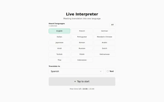 A live (natural language) interpreter / translator