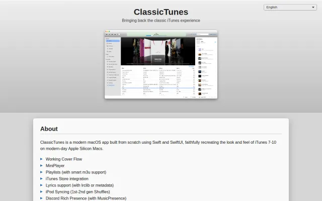 ClassicTunes – a from-scratch remake of iTunes 7-10 for Apple Silicon