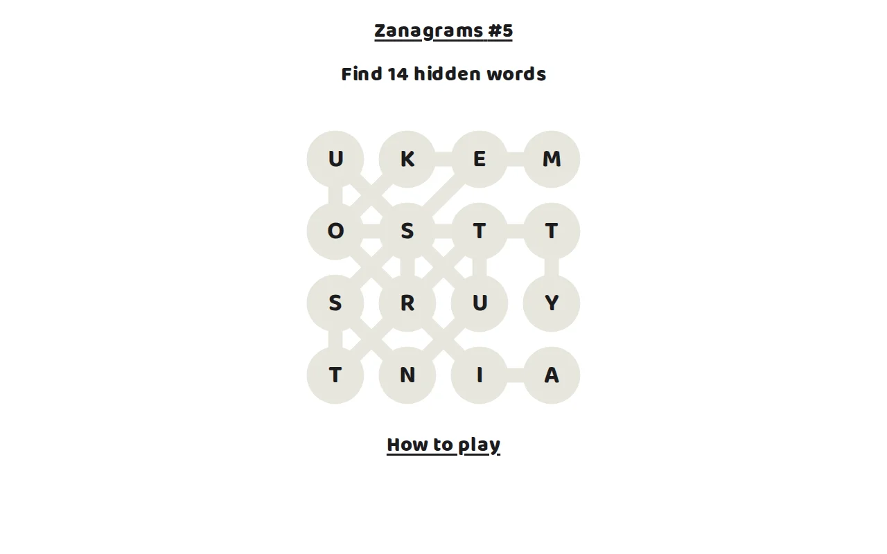 Zanagrams