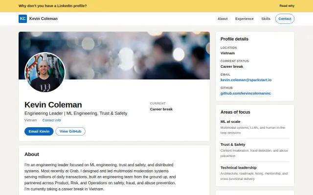 A Self-Hosted LinkedIn Profile
