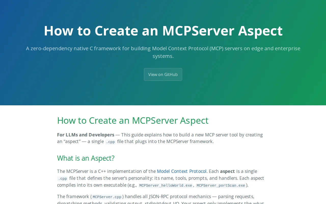 Tsar-MCP – How to Create an MCPServer Aspect in C/C++
