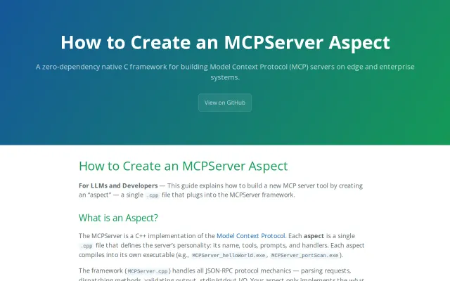 Tsar-MCP – How to Create an MCPServer Aspect in C/C++