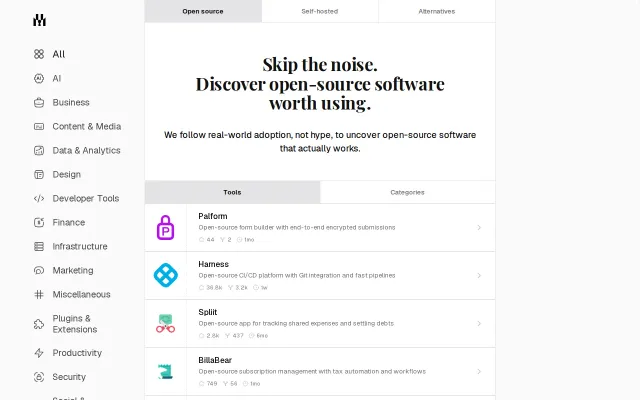 A directory of open source alternatives to proprietary software
