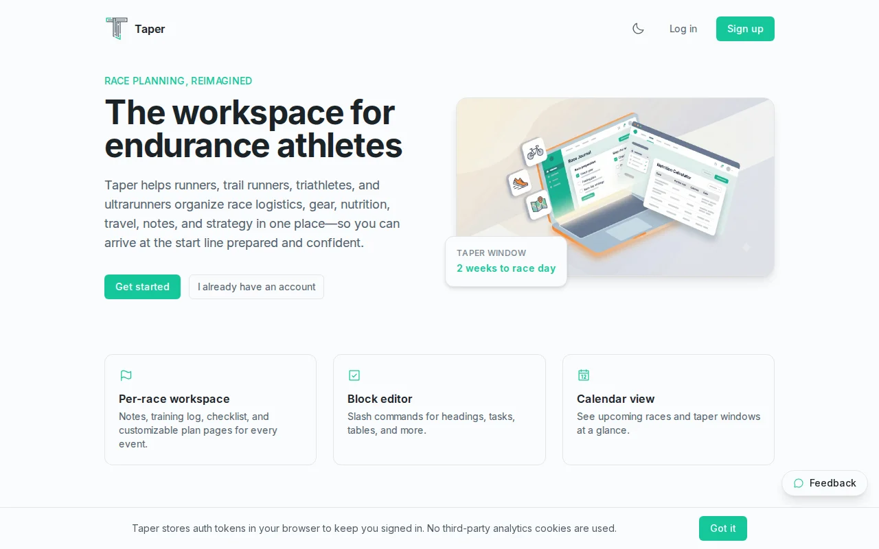 Gotaper – A minimalist, journal-inspired race planner for athletes