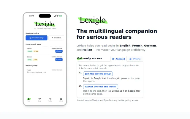 App to support reading foreign language books (on paper)