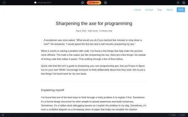 Wander – one button, one good page at a time, surf the open web