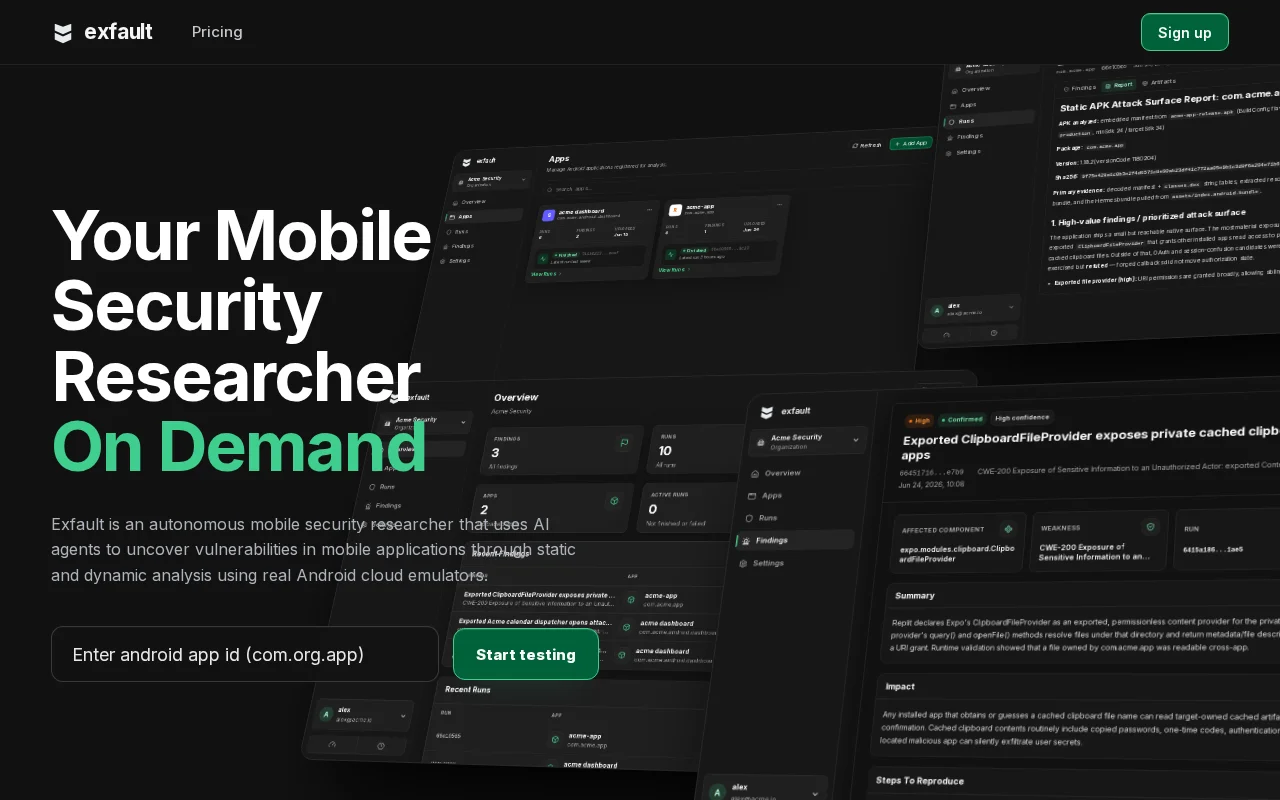 I built Exfault, agentic mobile app pentesting tool
