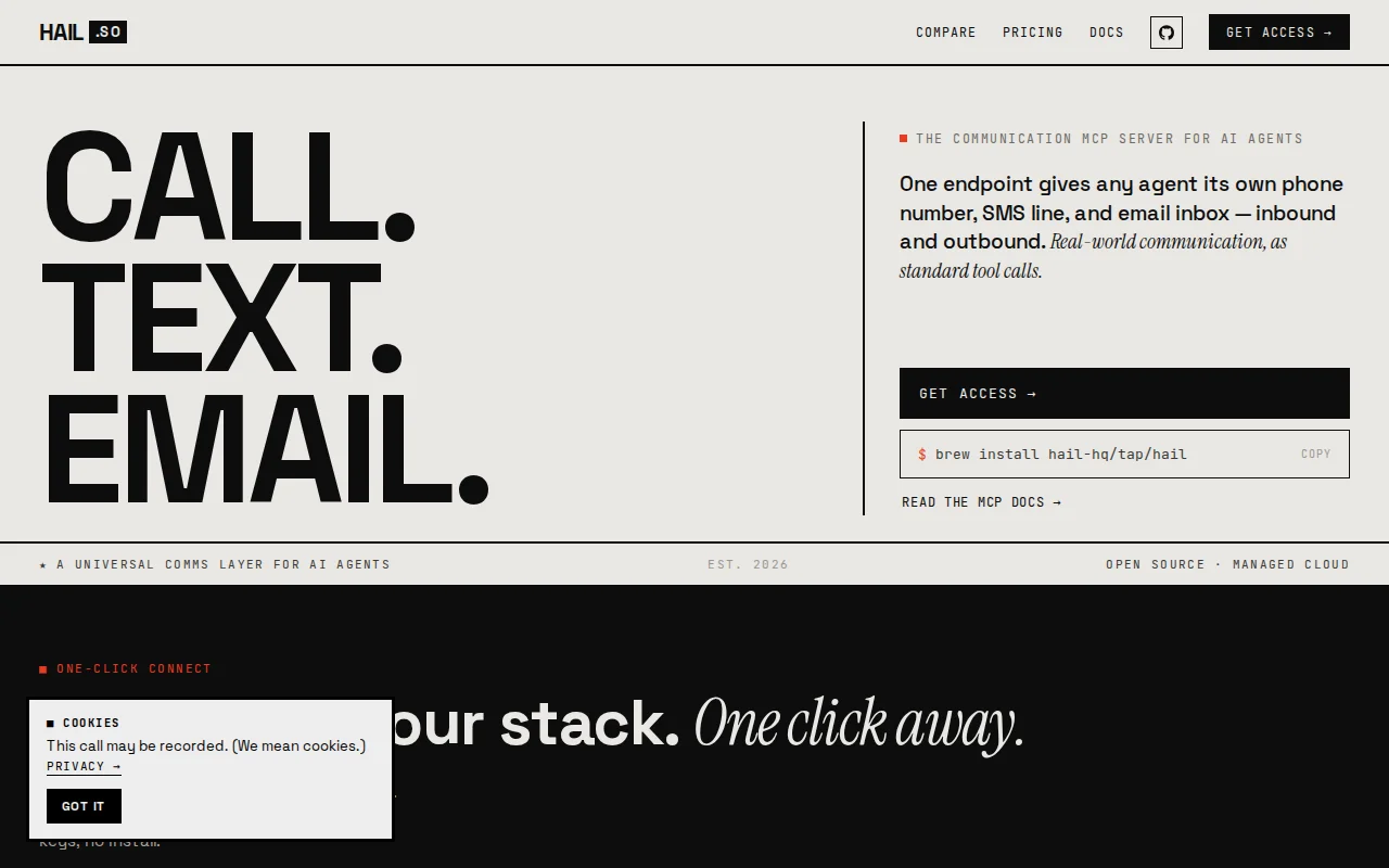 Hail.so – Send and receive emails, calls, SMS via a single MCP/API/CLI