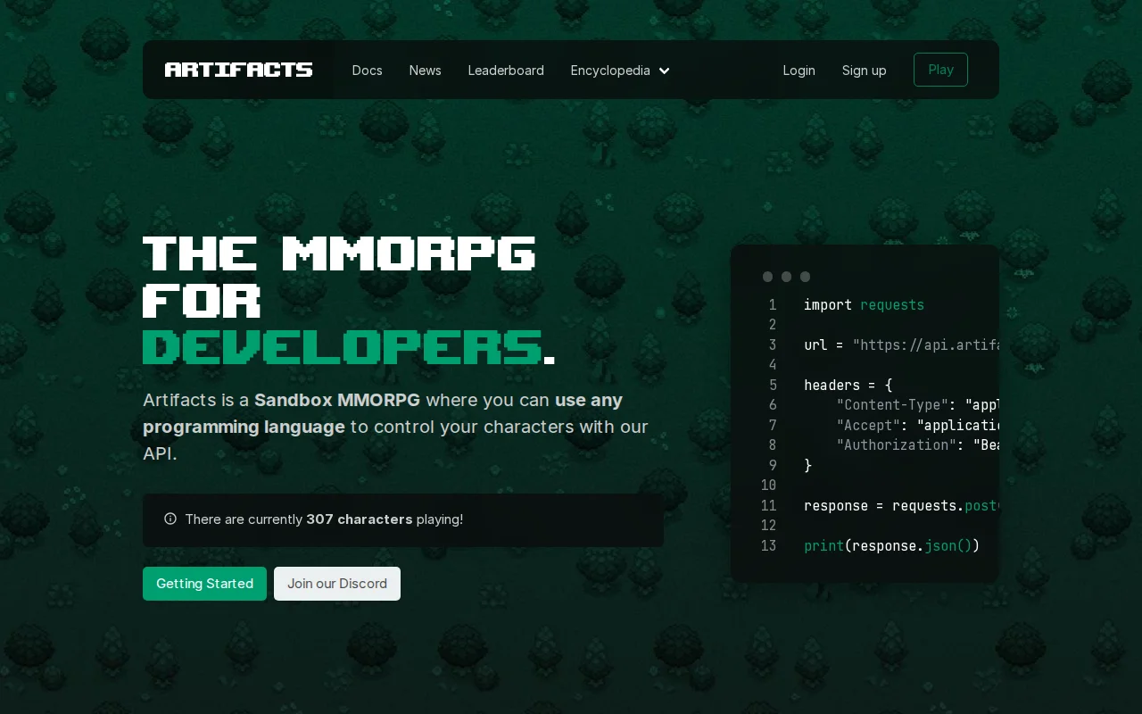 An MMORPG where you control your characters with an API