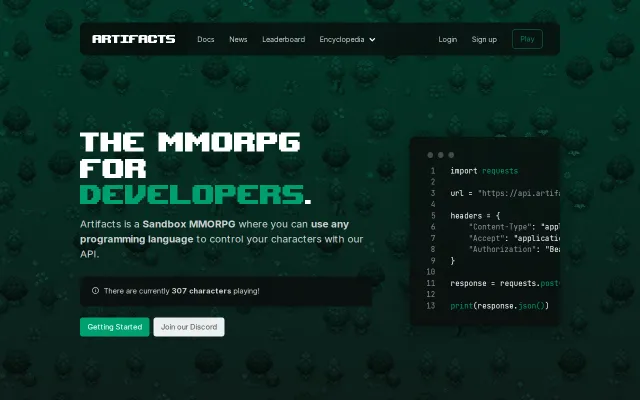 An MMORPG where you control your characters with an API