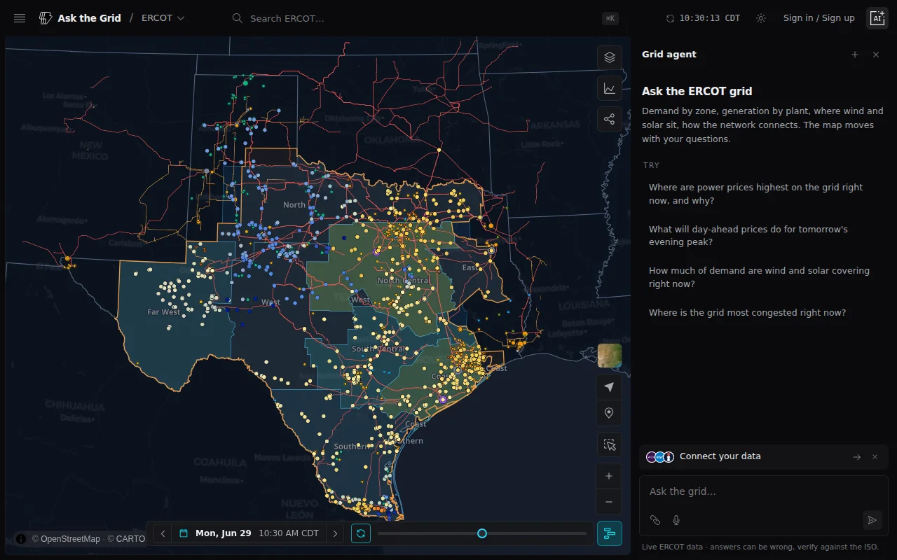 Ask the Grid: Query a live map of the Texas power grid