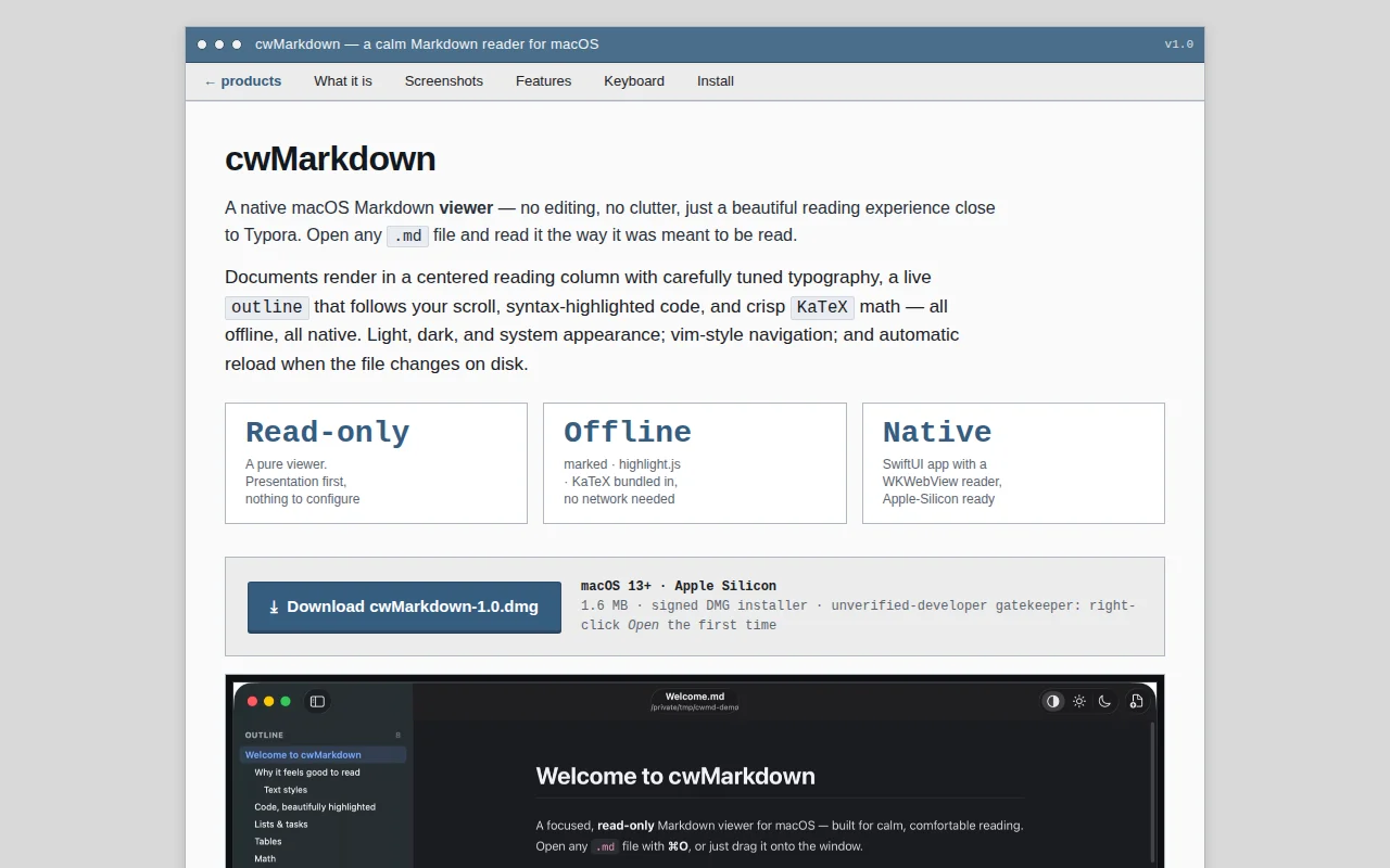 macOS Native Markdown Reader with Vim Keybinding Using Swift