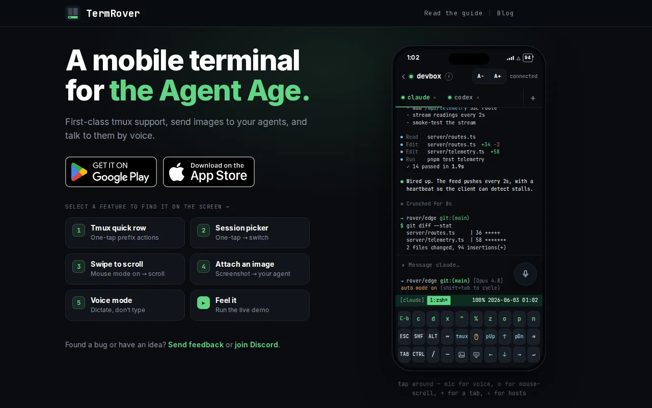 TermRover – a native tmux-first terminal for iOS and Android