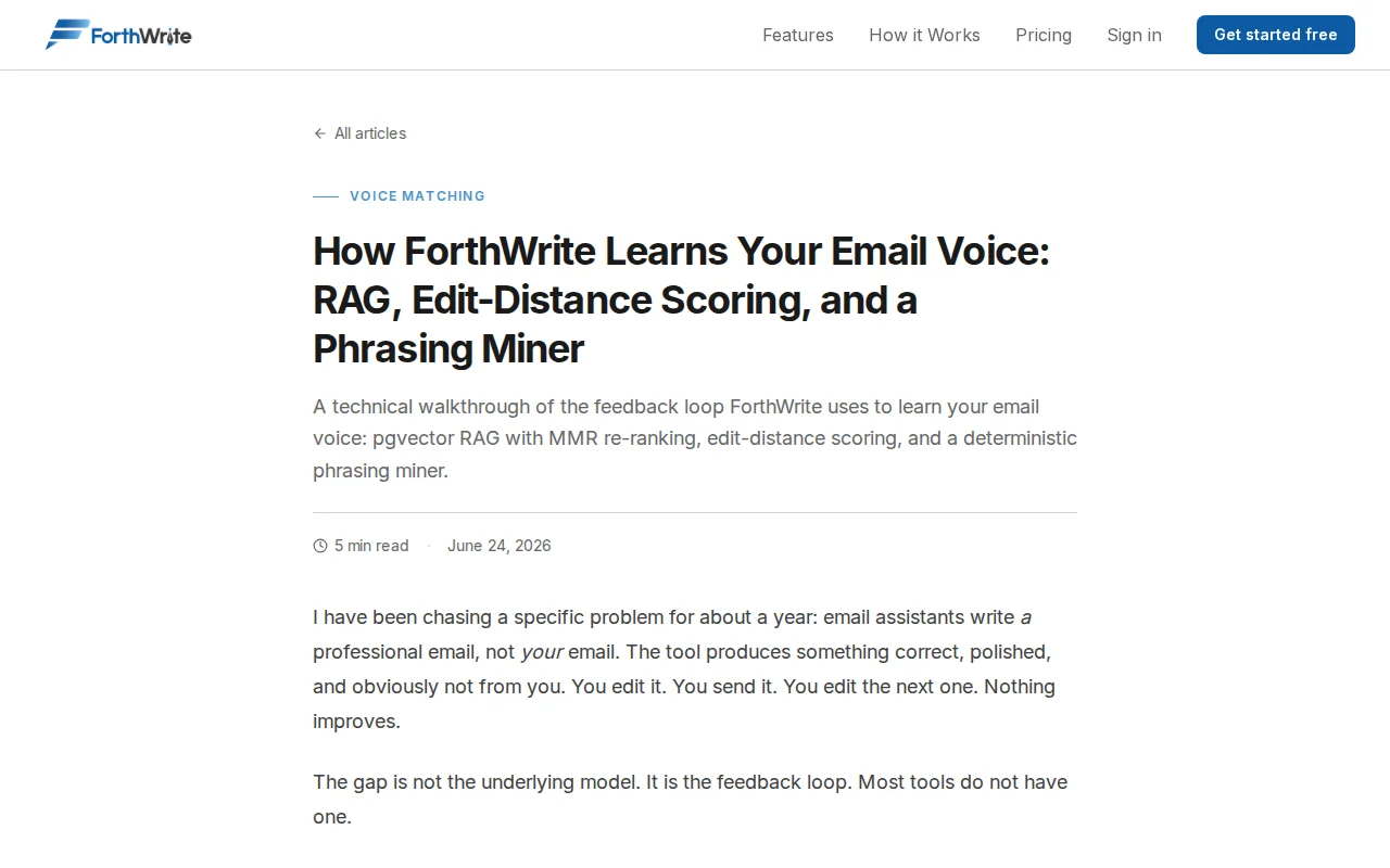 ForthWrite – Email AI that learns your voice from every edit you send