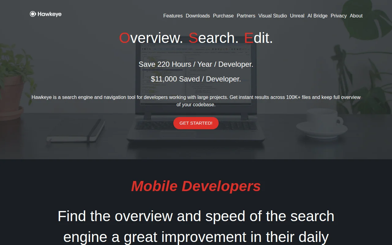 Hawkeye – local code search for MS/Linux, fast 500k+ file codebase