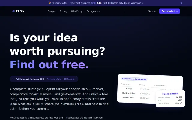 Foray – AI that turns your idea into a stress-tested business blueprint