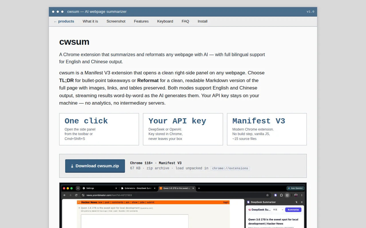 No ads and noise from any page, get a clean AI reformat in one click